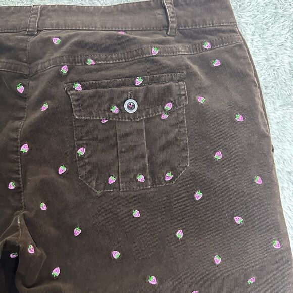 Lilly Pulitzer Brown Corduroy Strawberry Pants Size 8 Cropped Preppy‎ Wide Leg - Picture 13 of 16